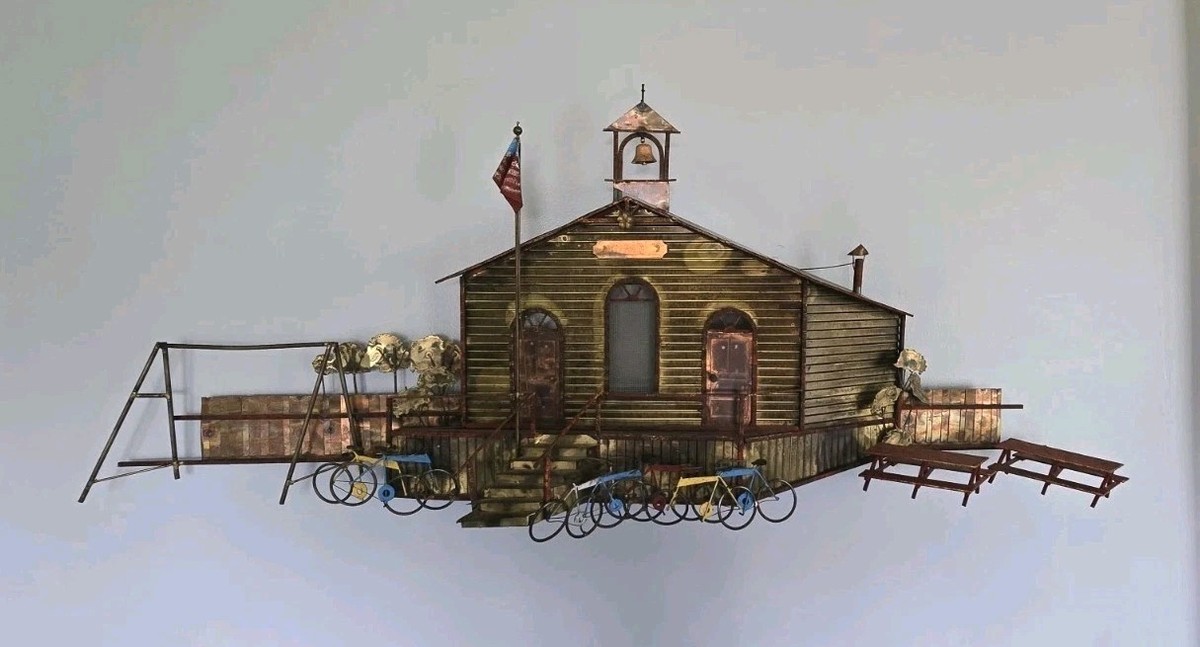 Vintage C. JERE Schoolhouse Signed 3D Wall Art Sculpture MCM 1964