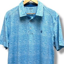 Men's Izod Light Blue Wave Pattern Short Sleeve Golf Polo Large