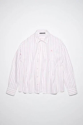 New ACNE STUDIOS White/rose Pink Stripe Button-up Shirt, Size L, New Orig. $350