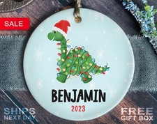Boys Christmas Ornament, Dinosaur Ornament, Personalized Boys Christmas Gift