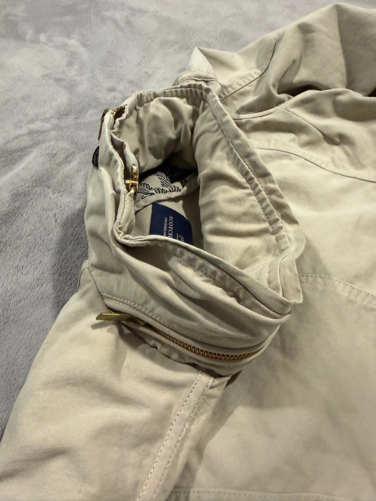 Scotch & Soda Amsterdam Couture Field Jacket Men S Beige Packaway Hood 130653 - product detail image 4