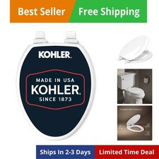 Stonewood Quiet-Close, Elongated Toilet Seat Soft Close, Durable Wood, Easy I...