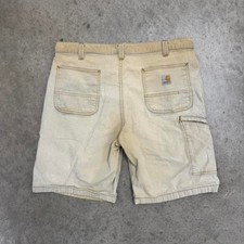 Y2K Carhartt Carpenter Dungaree Shorts Sun Faded Distressed Mens 38