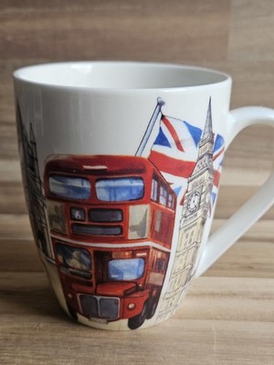 London Souvenir Mug Puckator Bone China Jan Lashley - Big Ben, Tower Bridge, Bus