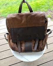 Frye Trevor Brown Buffalo Leather Backpack Handcrafted *Reed