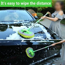 Car Wash Brush Extendable Pole Revolving Care Washing Brush Sponge Cleaning Too*