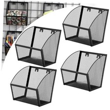 4 Pack Grid Wall Baskets Metal Wire Storage Basket Hanging Wall Mount Bins