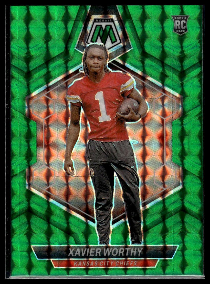 2024 Panini Mosaic #328 Xavier Worthy Mosaic Green RC
