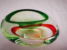 Murano Glas Aschenbecher Seguso Zweifarbig Italien 16x11x6cm