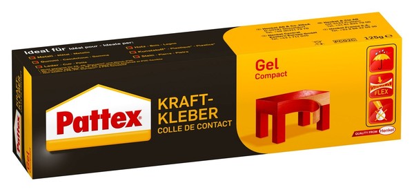 Pattex Kraftkleber Compact Gel Kontaktkleber Holz Gummi Leder Metall 125G Tube-image