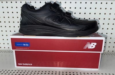 New Balance 577 Mens Leather Athletic Walking Shoes Size 10 D Black Hook & Loop