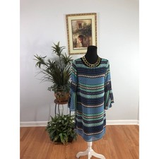 Hello Miss Shift Dress Women's Scoop Neck 3/4 Bell Sleeve Pullover Boho Romantic