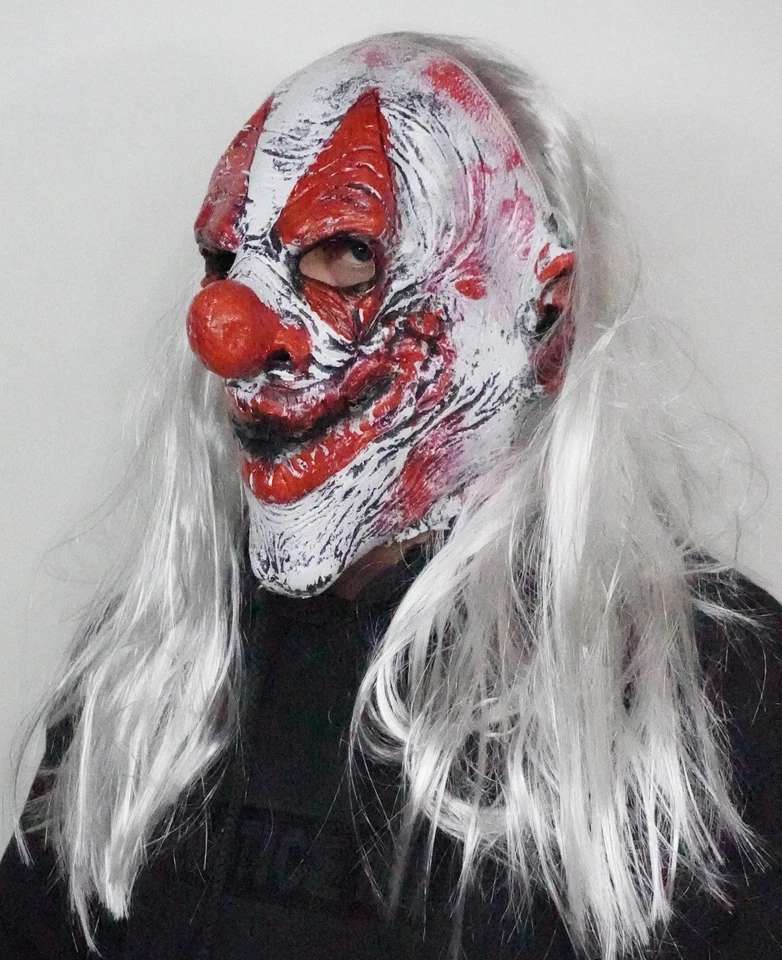 Máscara de payaso de Halloween payaso asesino miedo malvado látex plateado KillJoy payaso Foto 4 de 4