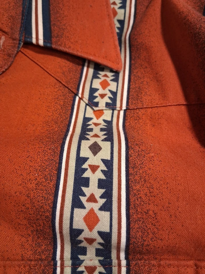 Vintage Wrangler Shirt Men Aztec Western Brushpopper Cowboy Pearl Snap Size 3XLT - Image 4 of 4