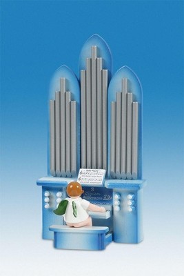 Engelmusikant Orgel mit Engel mit Krone Höhe 6 cm NEU Holzengel Weihnachtsenge