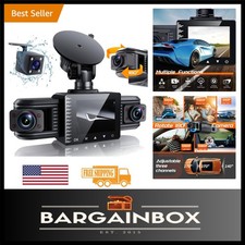 Adjustable Triple Lens Dash Cam with Loop Recording  Parking Monitor - 1080P