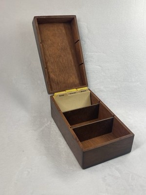 Vintage Wooden Recipe Box Flip Top Recipe Card Holder 3 Section Kitchen Box