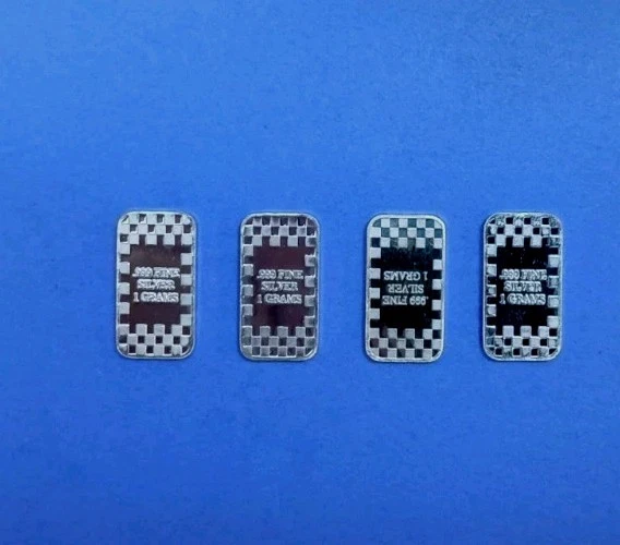 Silver Set Of Four Card Bars .999 Fine One Gram Each - Image 2 of 2