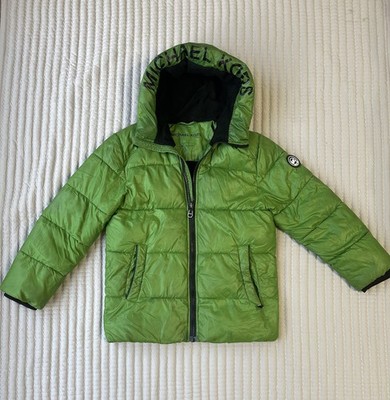 Michael Kors Kids  or Girl Green Hooded Puffer Jacket Zip Up Logo Size 10/12 