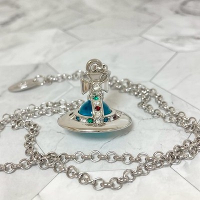 Vivienne Westwood Necklace Tiny Orb Silver x Light Blue multi w
