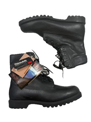 Rocky RB1950 Black Leather Work Boots 3M Thinsulate Lug Sole Men s 10.5 EW NWT