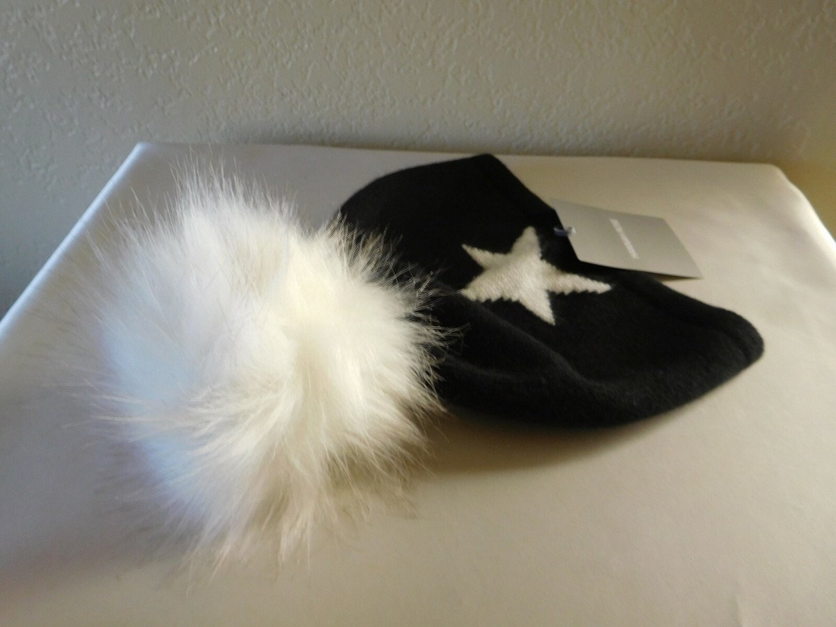 New Hannah Rose 100% Cashmere Hat with Star & Fur Pompom  display picture 1