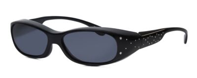 Foster Grant Damen Oval 56mm Fitover Sonnenbrille Glanz Schwarz Kristalle /