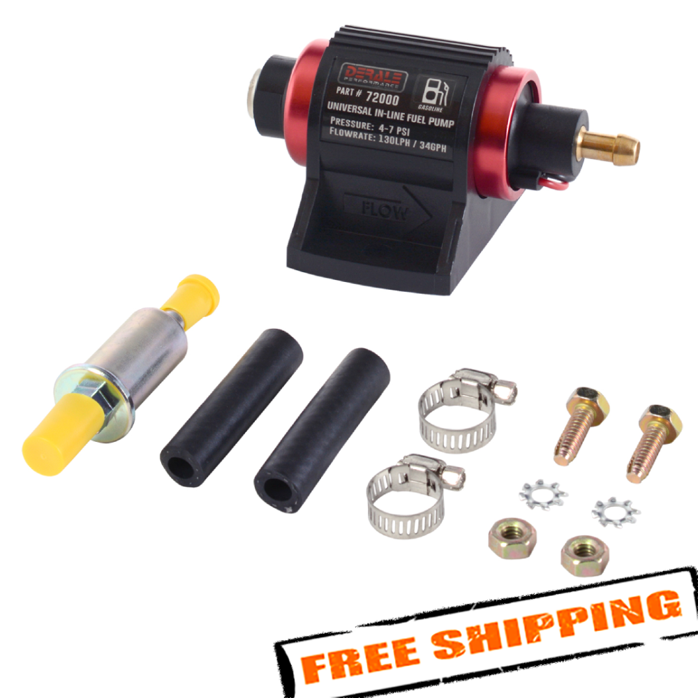 Derale Universal Inline Fuel Pump Kit - Gasoline - 4-7 PSI Derale Universal Inline Fuel Pump Kit - Gasoline - 4-7 PSI
