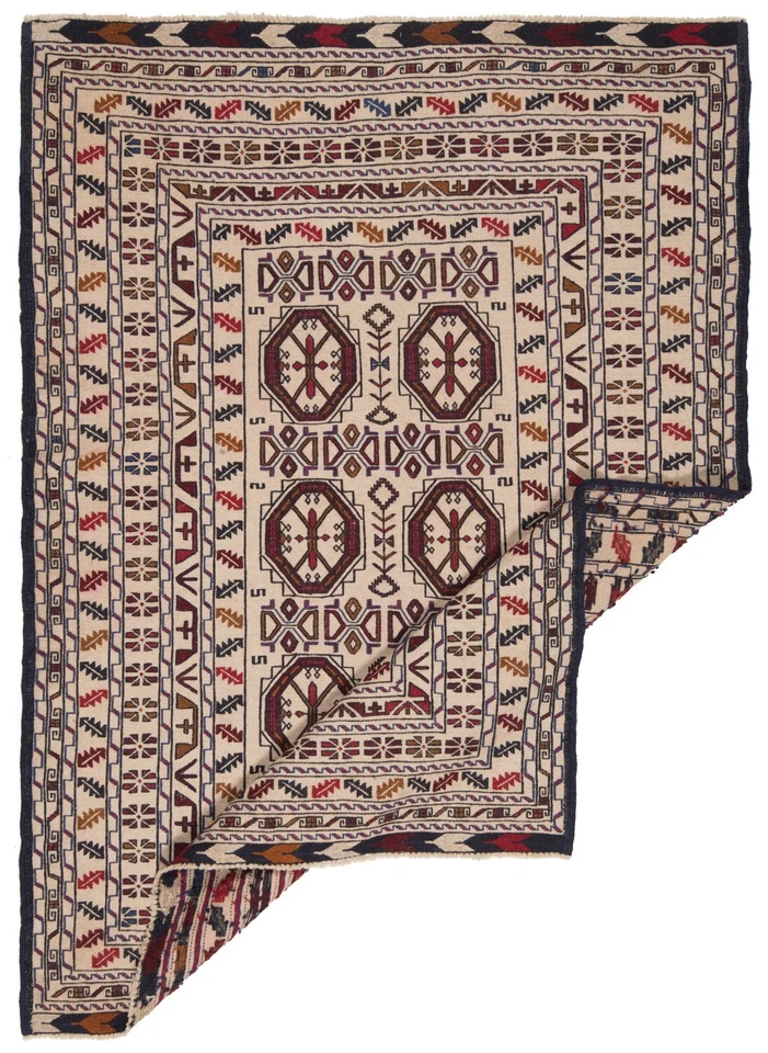 Kelim Sumach 190x130 cm Handgewebter Orientteppich-Nomadic,kilim,Soumak,Beige - Bild 2 von 4