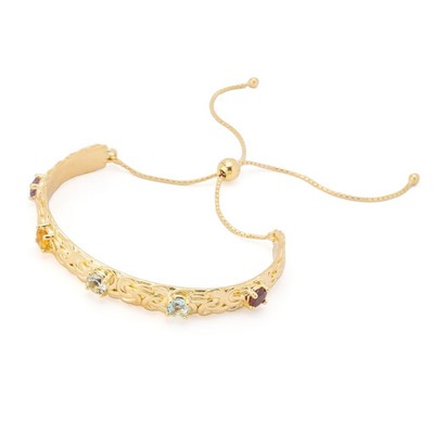 Donna Gemma 2,18 ctw Multi Gem Adjustable Slide Byzantine Bolo Bracelet