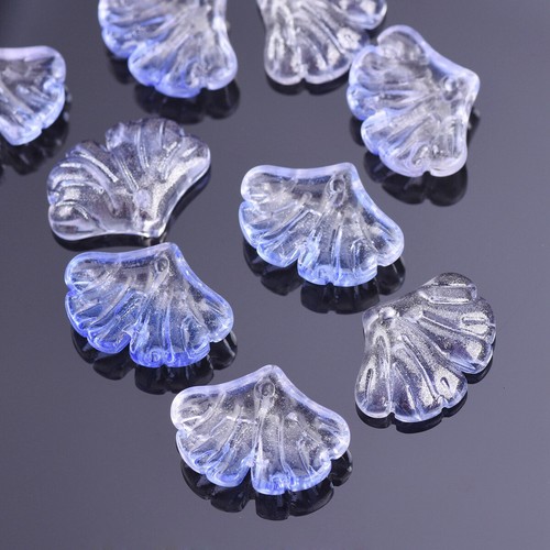 10pcs 20x15mm Ginkgo Leaf Petal Foil Lampwork Glass Loose Pendants Beads Lot - Picture 20 of 23