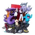 Cartoon Team Rocket Jessie James Meowth 15in PVC Figure Statue Model Doll Toys