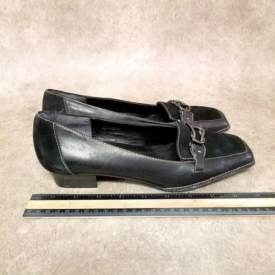 Bajo Mujer Tribeca Talla 7.5 Cuero Negro Sin Cordones 1.5" Tacones Bloque Foto 4 de 4