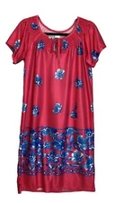Amanda Paige Pink Floral Hawaiian Nightgown House Dress Size S Lounge MuuMuu