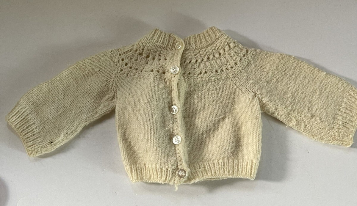 Vintage Hand Knit Baby Sweater Cardigan 1960