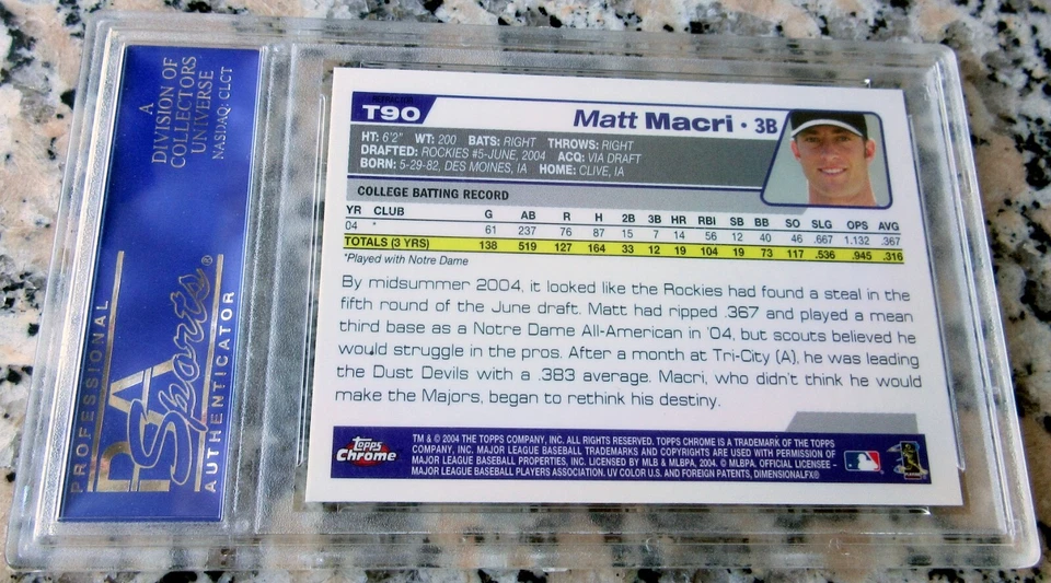 MATT MACRI 2004 Topps Chrome Refractor Rookie Card RC PSA 10 POP 1 Twins🔥🔥🔥$$ - Image 2 of 2