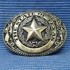 State of Texas Belt Buckle Western Star Cowboy Cowgirl Vintage 80s    .BMW545