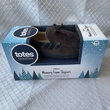 TOTES Toasties MENS Memory Foam Slippers 8-9 M Brown New In Box NIB