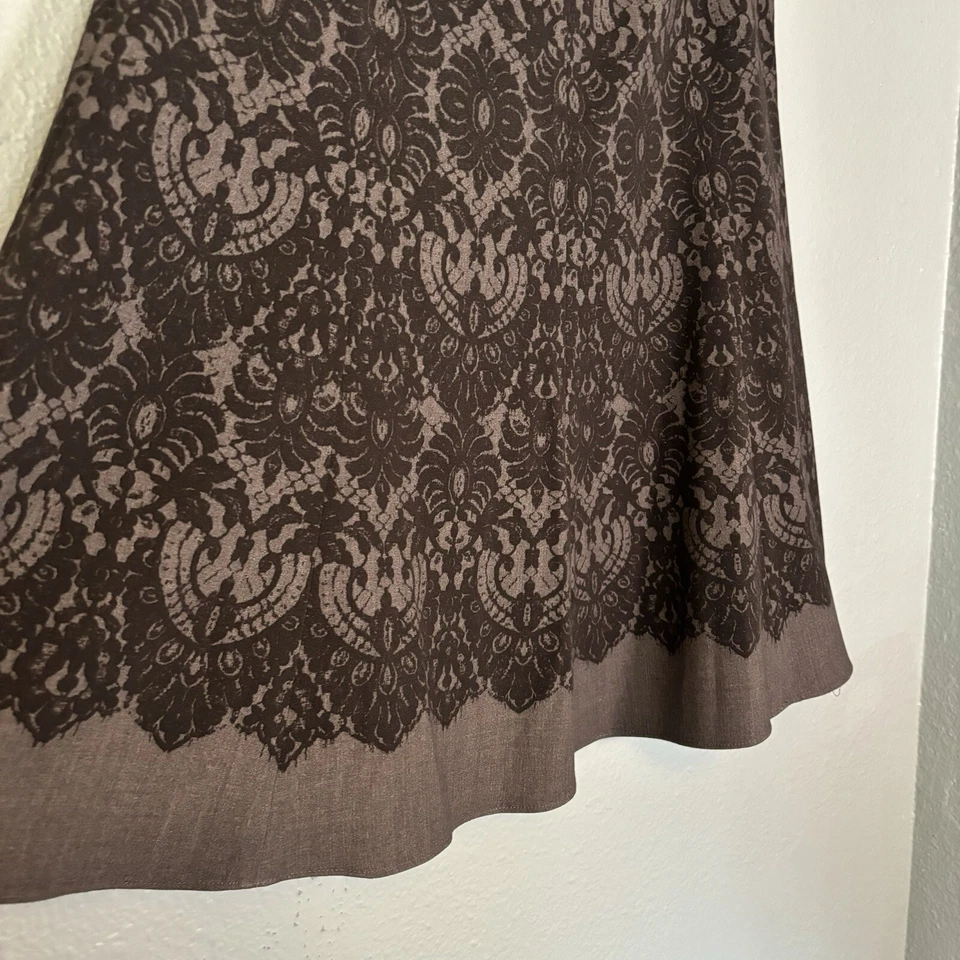 Falda para mujer Tahari gris estampado de encaje línea A hasta la rodilla talla 2 oficina de negocios Foto 4 de 4