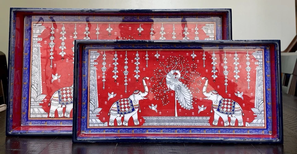 Wooden Rectangle Serving Tray Set of 2 - Image 3 of 4