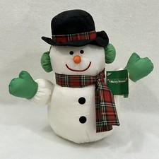 Vintage 1993 Gibson Greetings Merry Makers Stuffed Plush Nylon Christmas Snowman