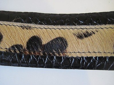 SANDY DUFTLER Animal Fur Patent Leather Belt Gold Tone  display picture 3