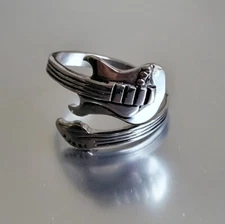 Stainless Steel Guitar Spoon Ring - Musician Adjustable Boho Band