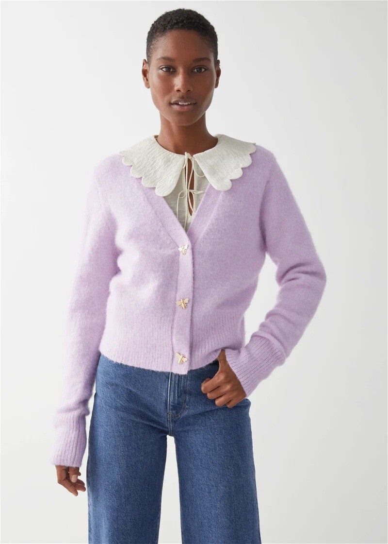 Man Pale Lilac Cardigan Sheepscape Cardigan Men's/Women's Sheep Inc