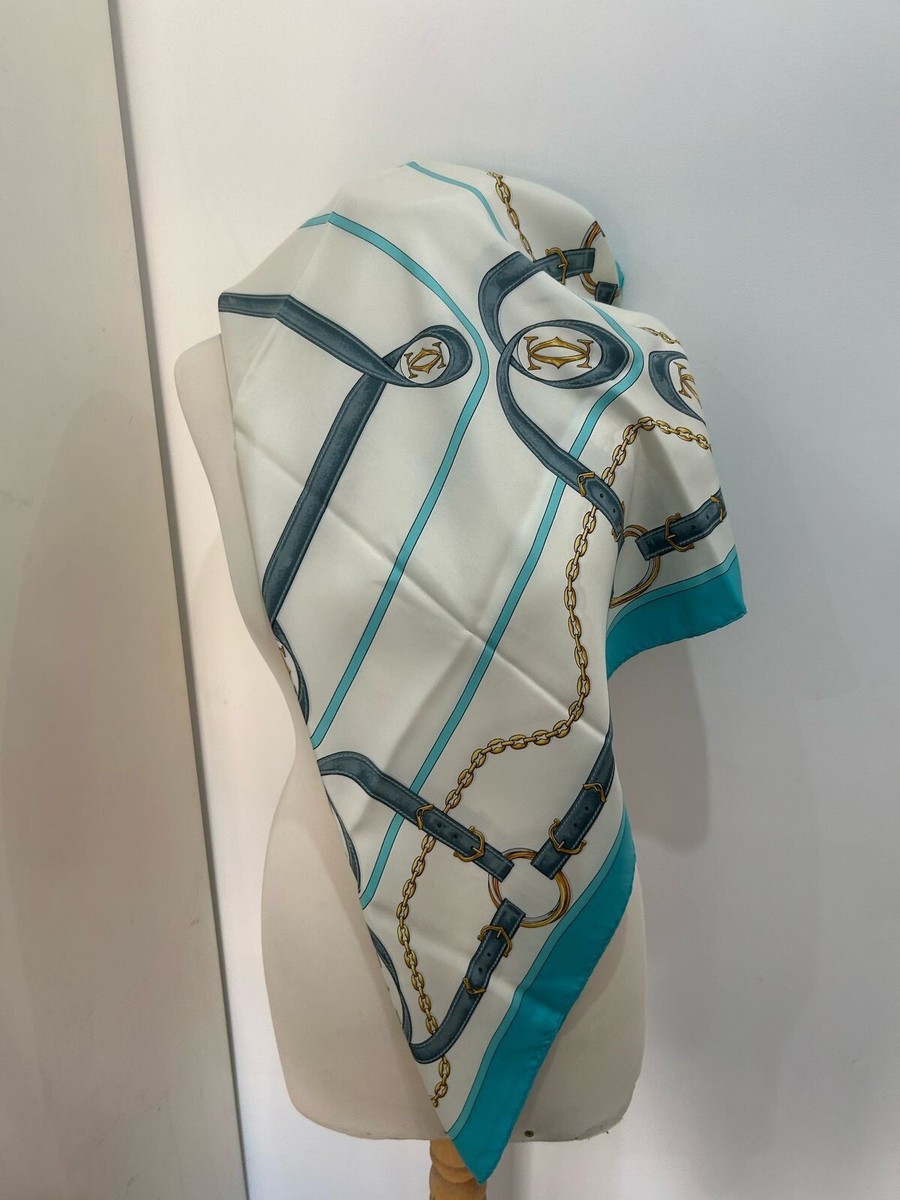 S20# Must de Cartier Silk blue scarf 34 inch | eBay