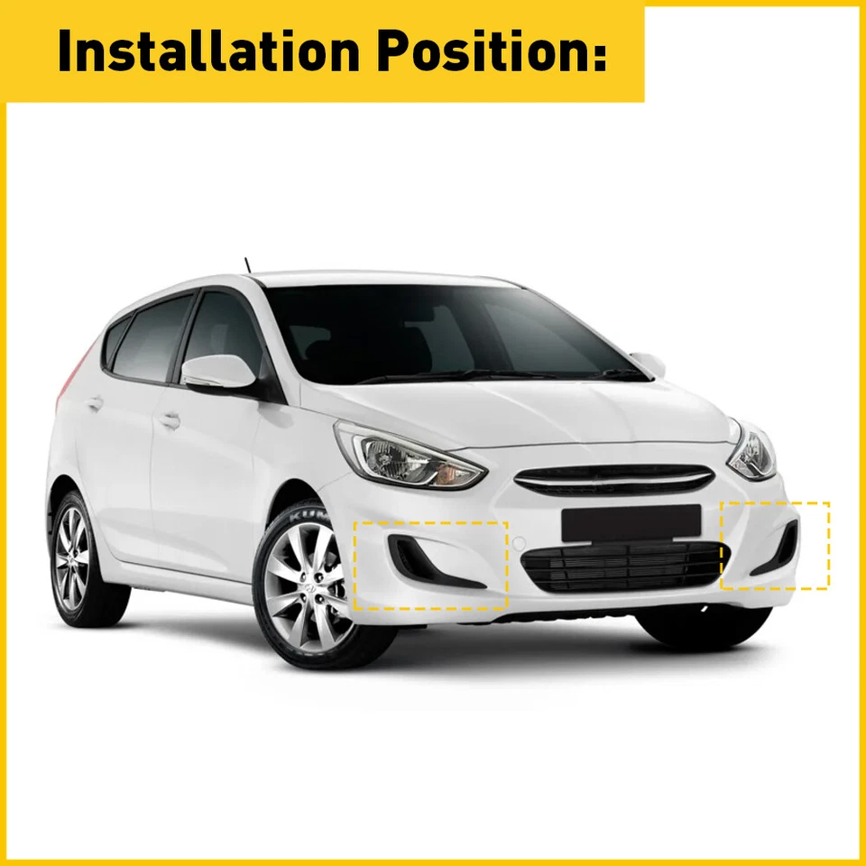 For 2012-2017 Hyundai Accent HY1039111 HY1038111 Bumper Fog Light Covers BLACK-2 — 第 4/4 张图片