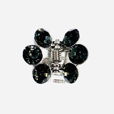 Small Metal Vintage Hair Claw Jaw Clip Rhinestone Crystal Hairpin Black Gray S8
