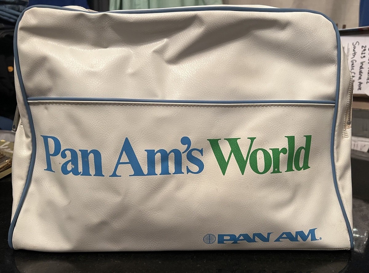 Rare Vintage Pan Am Airlines Pan Am World White Travel Bag Tote