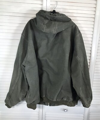 Vtg Carhartt J25 MOS Jacket Size 4XL Green Full Zip w/ Hood Work