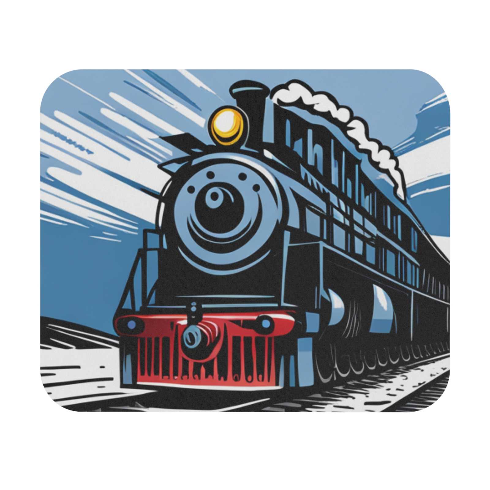 Block Print Train Engine Design Rectangle Mouse Pad-image